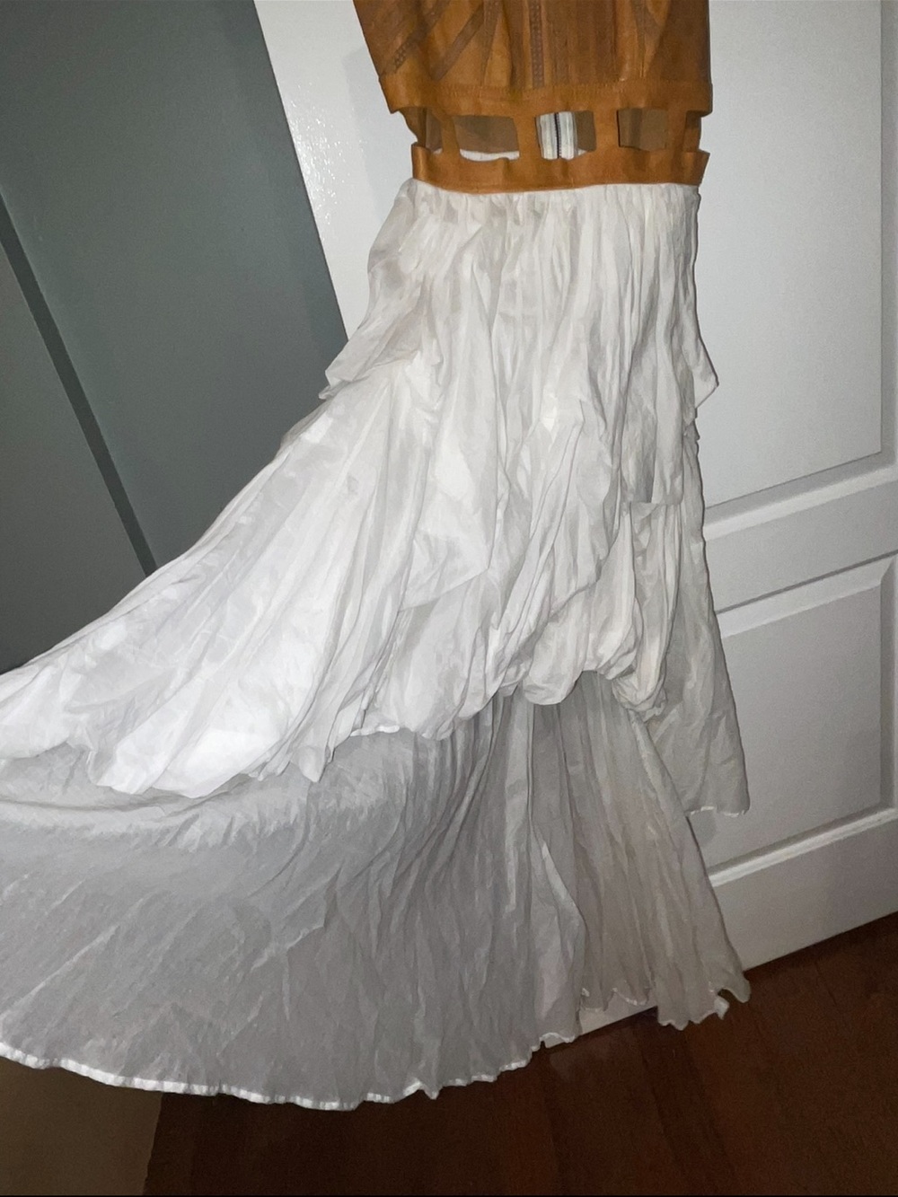Aje Leather Cutwork High-Low Bubble Hem Dress l Bohemian Rare Archival 🤎 Small - Picture 13 of 15